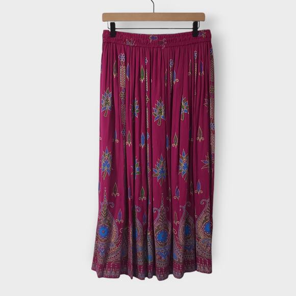 Royal Paisley Pink Floral Sequins Maxi Skirt Large Boho Gypsy Hippie Flowy NWT - Picture 6 of 12